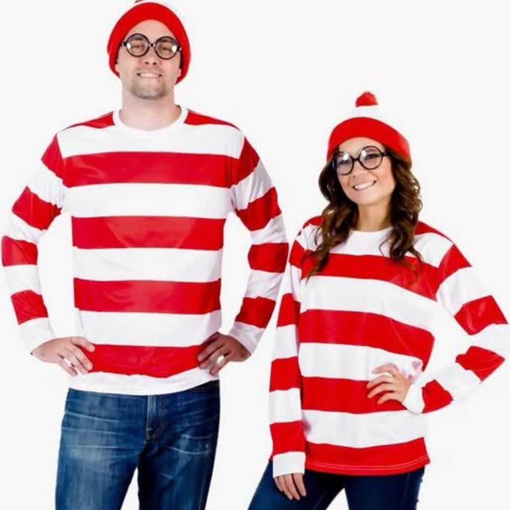 NEW Where's Waldo Halloween Costume 3 Piece Set Unisex Size Large
